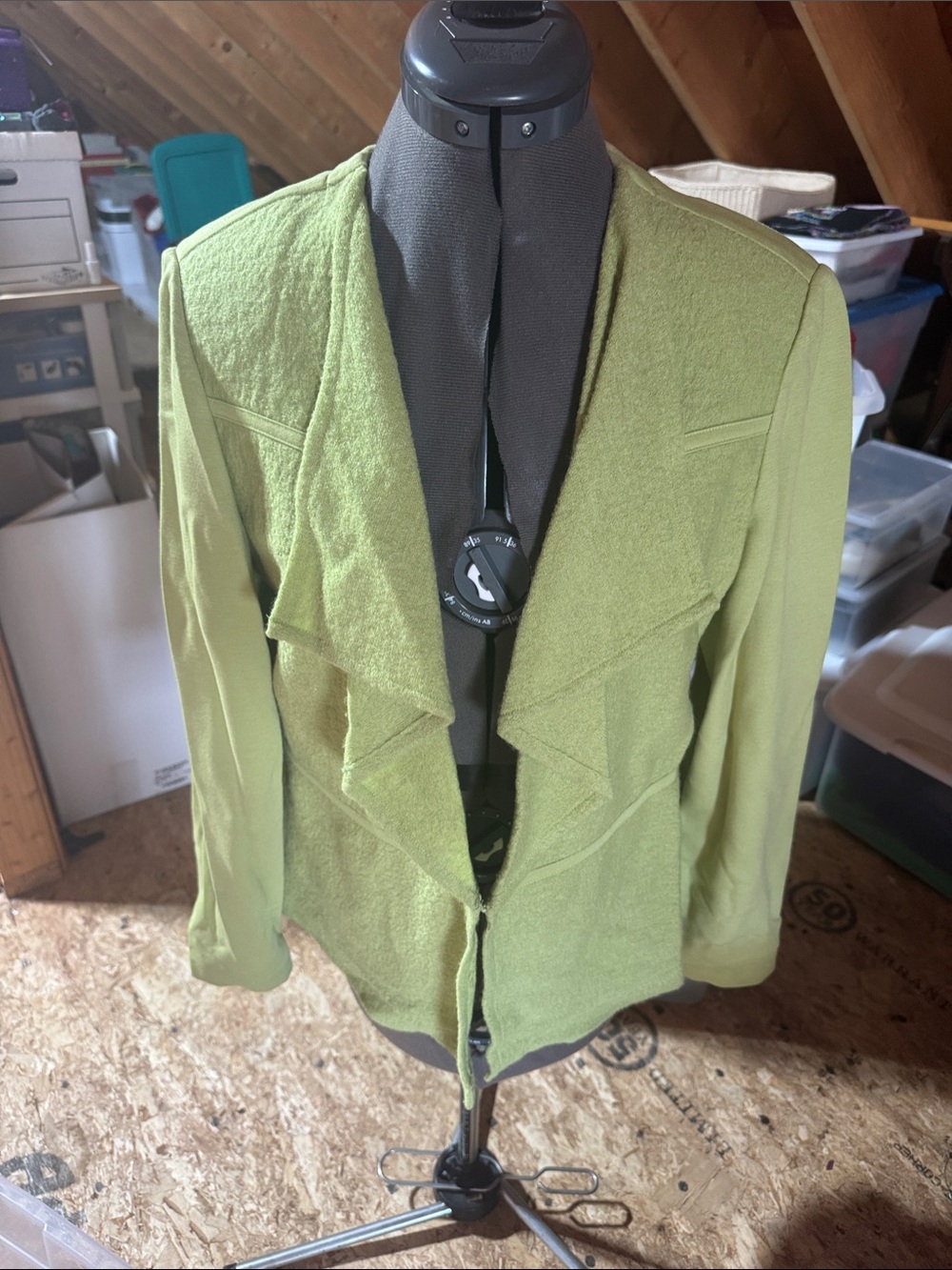 Chicos Light Green Draped Open-Front Women's Jacket